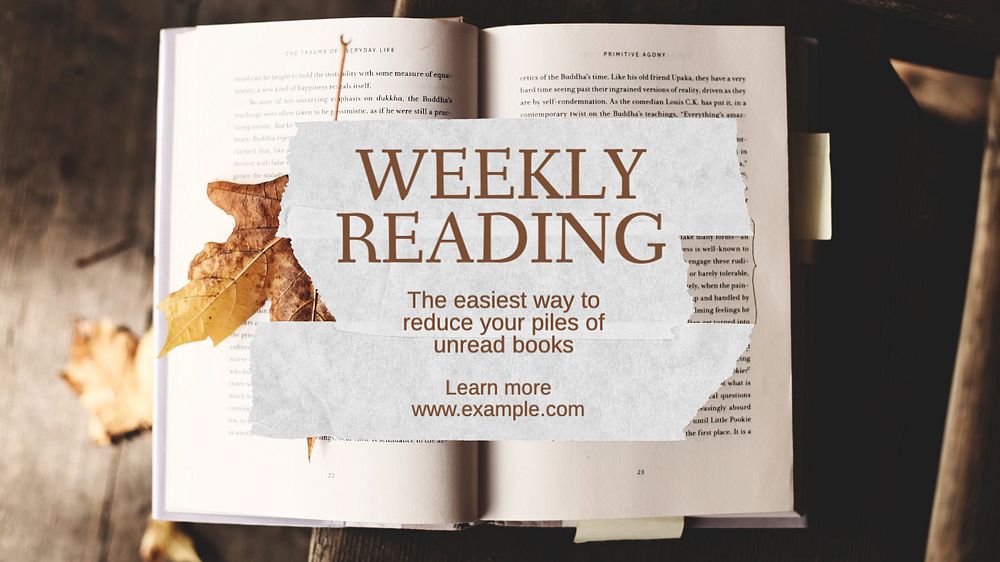 Weekly reading  blog banner template, editable text