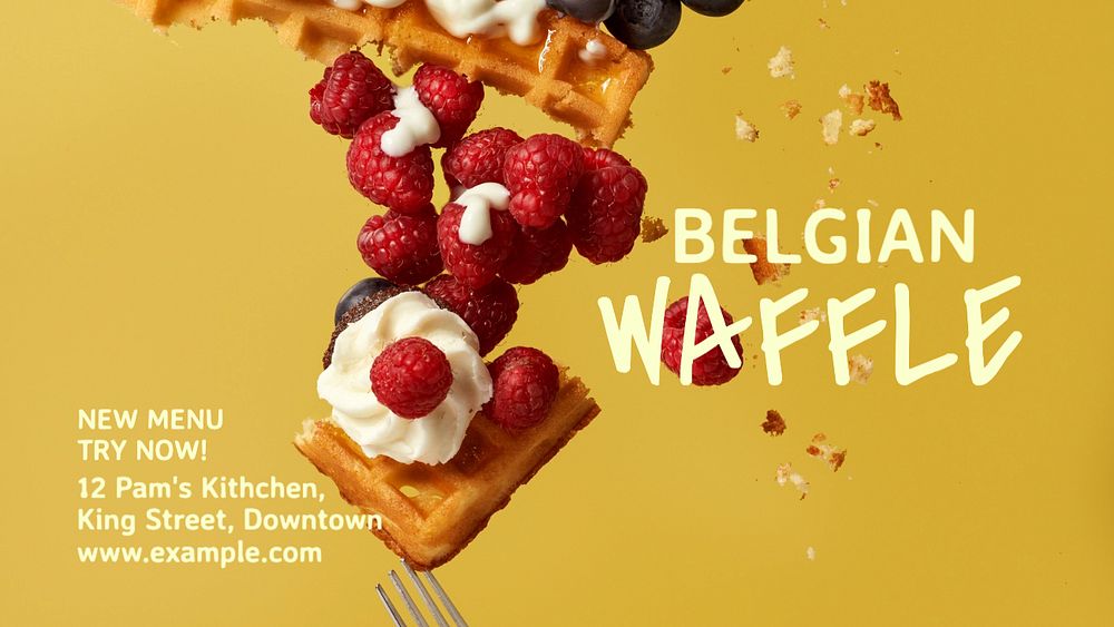 Belgian waffle  blog banner template, editable text