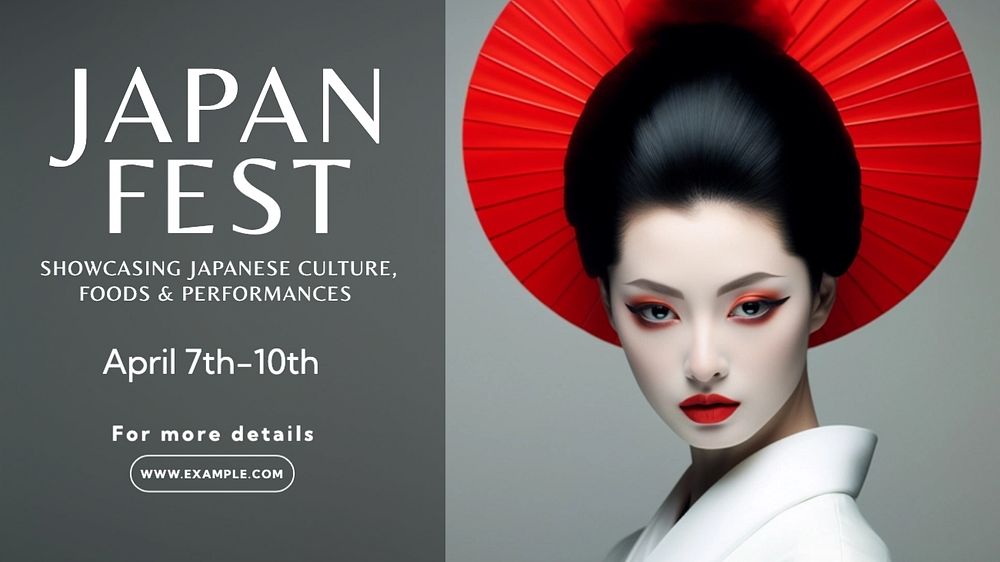 Japan festival blog banner template, editable text