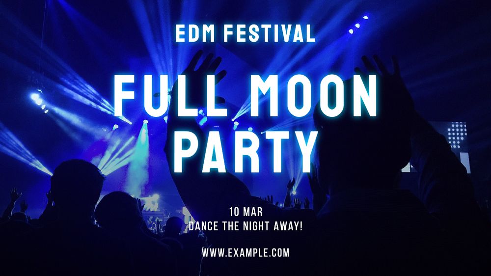 Full moon party blog banner template, editable text