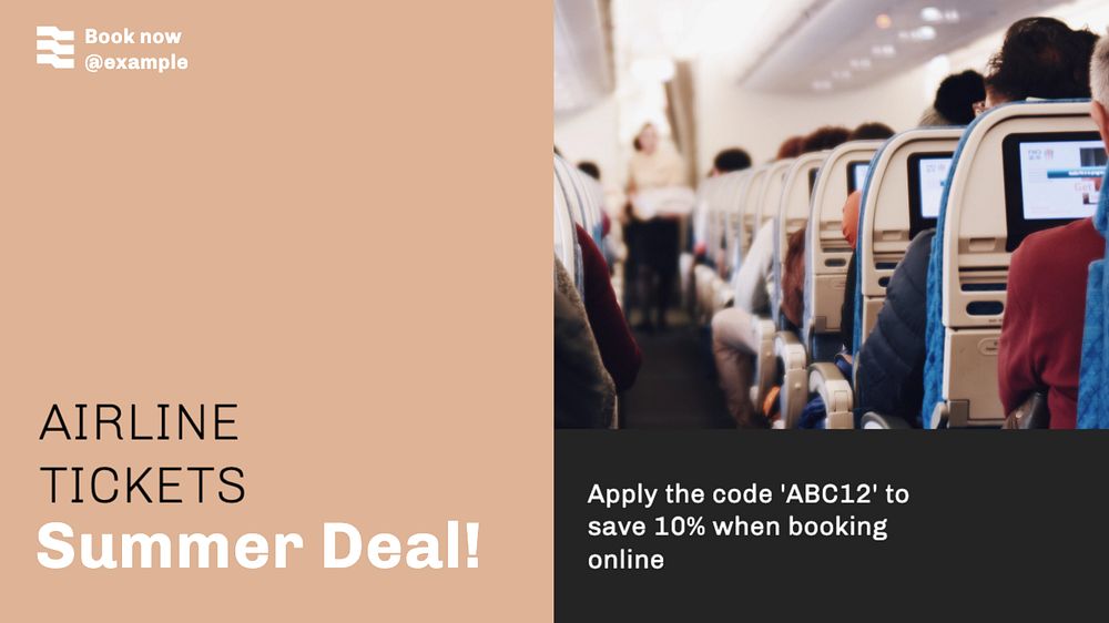 Airline tickets deal  blog banner template, editable text