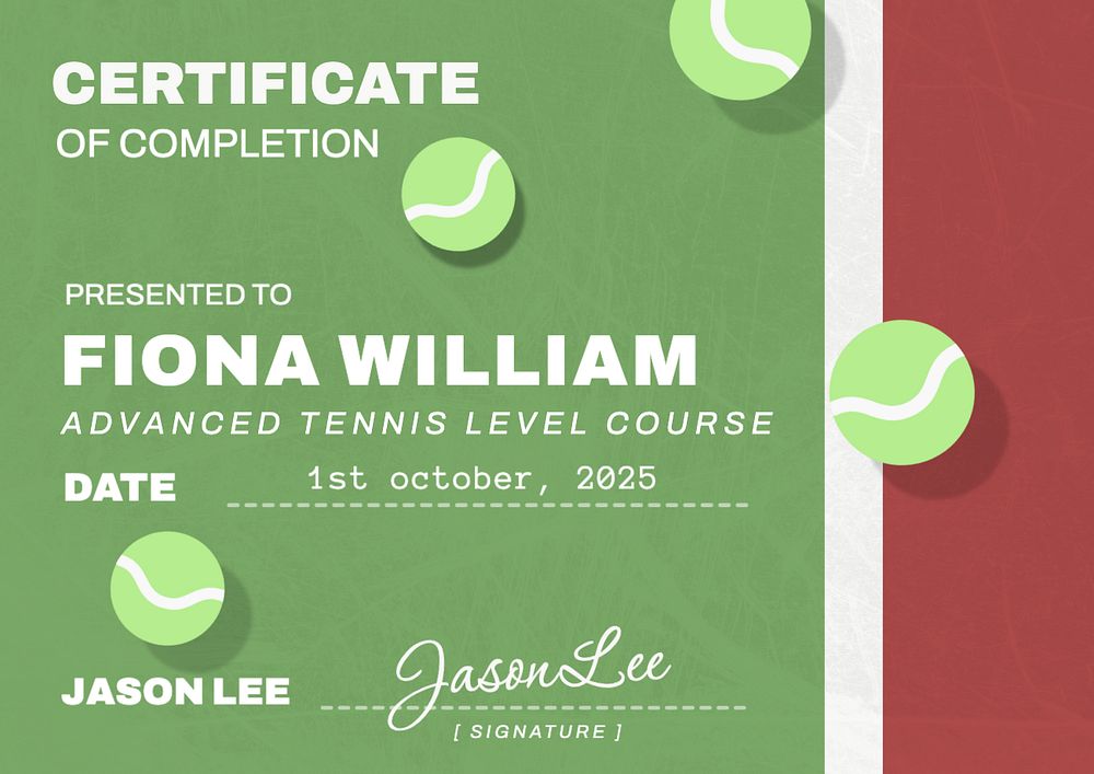 Certificate of completion template, editable design