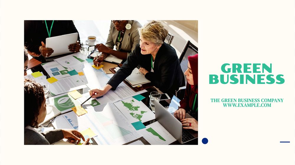 Green business presentation  blog banner template, editable text