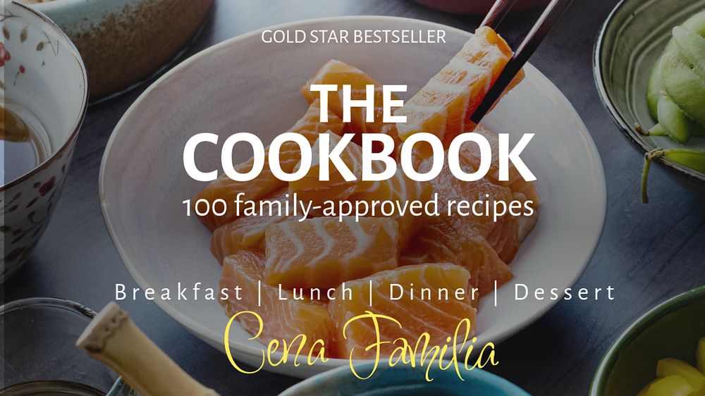 Cookbook blog banner template, editable text