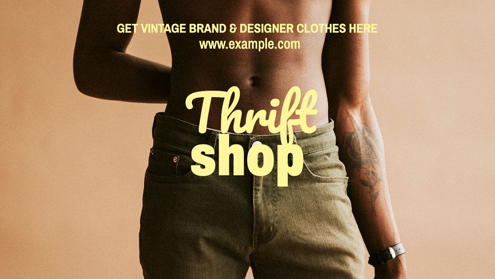 Thrift shop  blog banner template, editable text