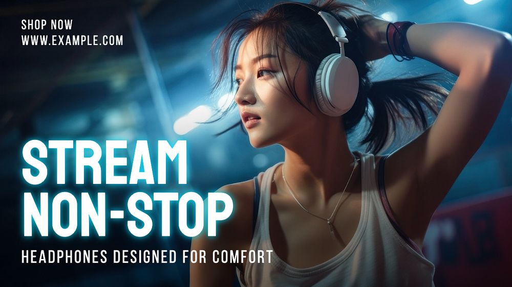 Stream non-stop blog banner template, editable text