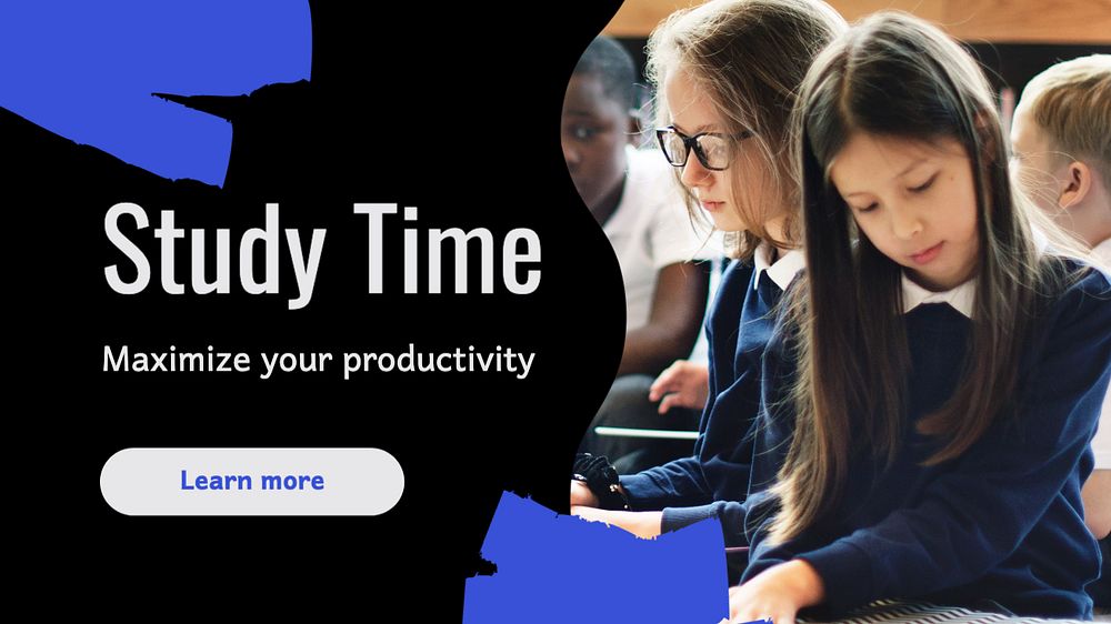 Study time  blog banner template, editable text