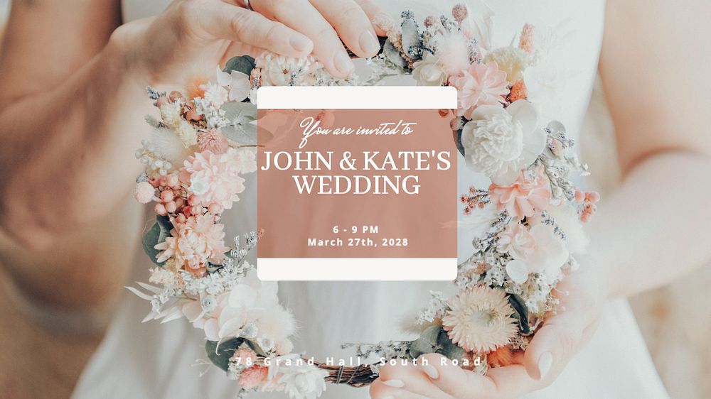 Wedding invitation blog banner template, editable text