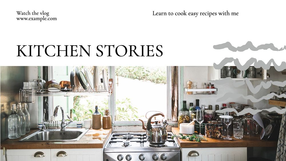 Kitchen stories blog banner template, editable text