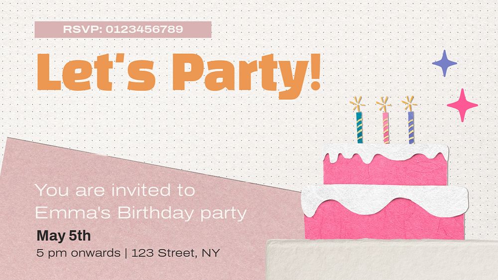 Let's party  blog banner template, editable text