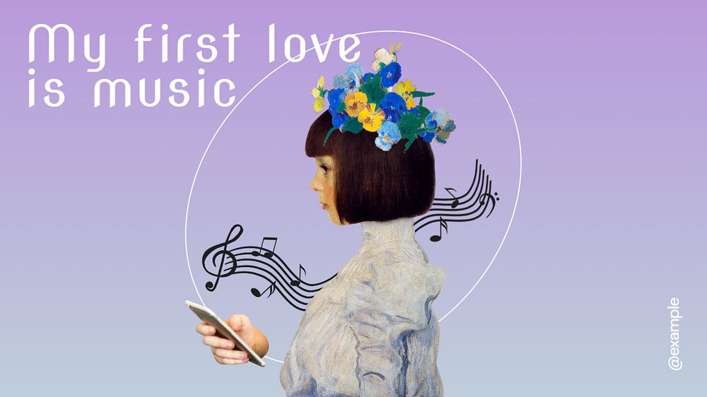 My first love is music blog banner template, editable text