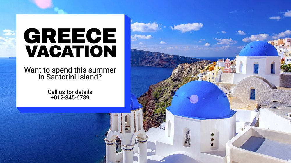 Greece vacation  blog banner template, editable text