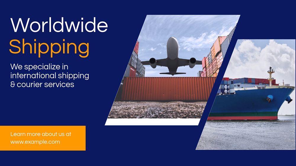 Worldwide shipping  blog banner template, editable text