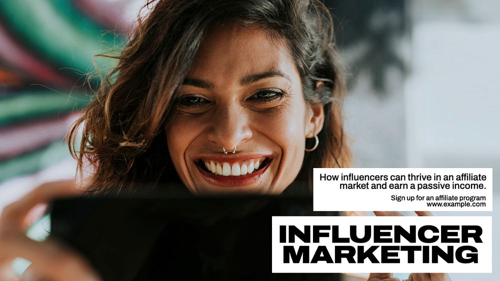 Influencer marketing  blog banner template, editable text