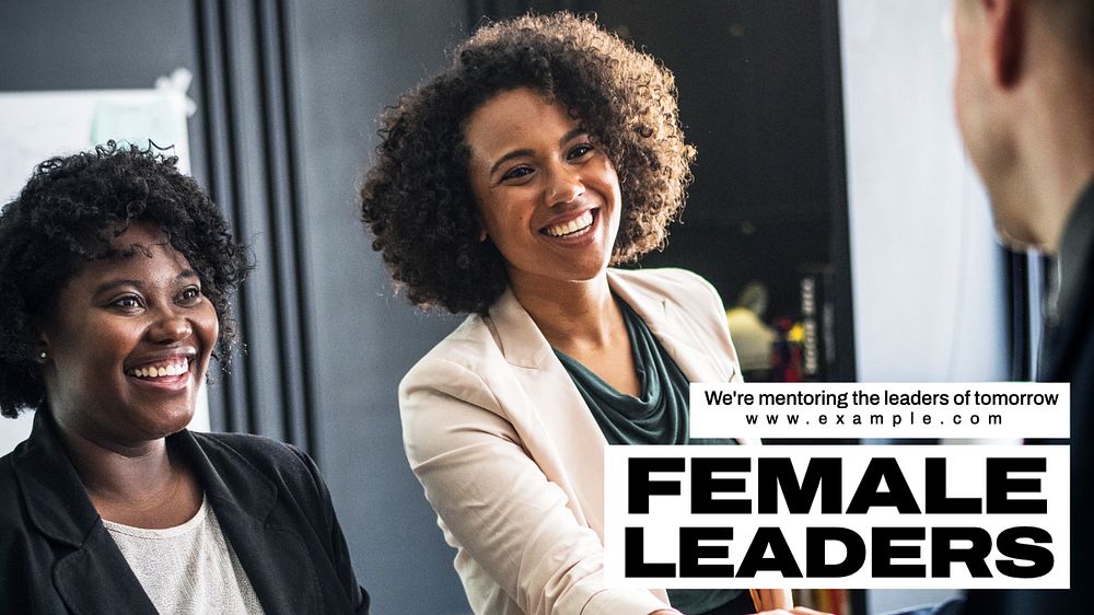 Female leaders  blog banner template, editable text