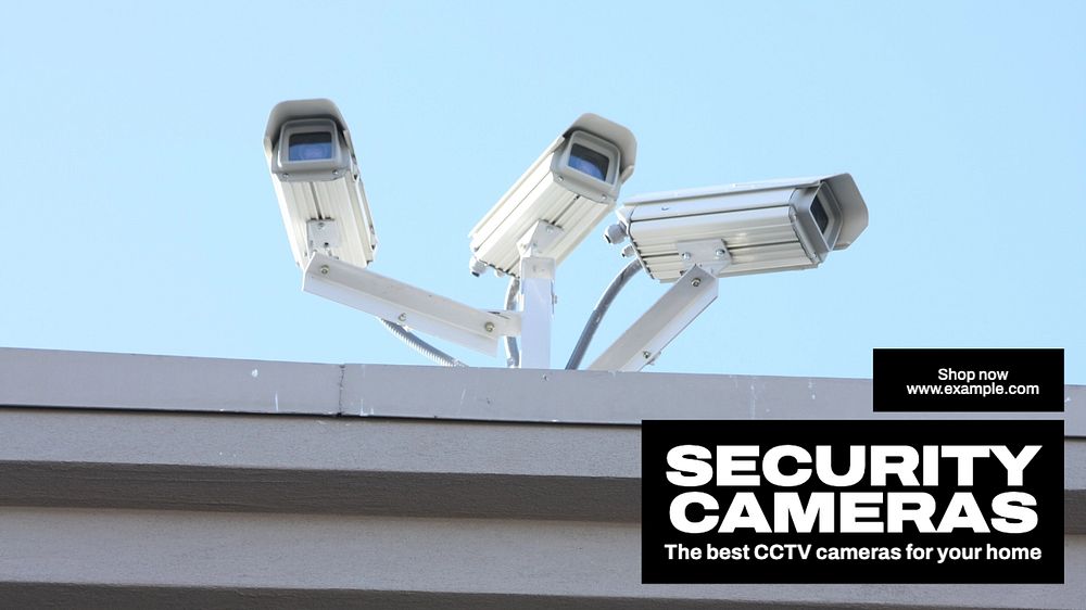 Security cameras  blog banner template, editable text