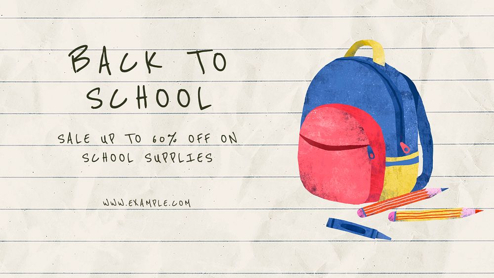 Back to school  blog banner template, editable text