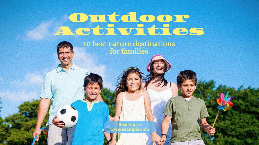 Outdoor family activity  blog banner template, editable text