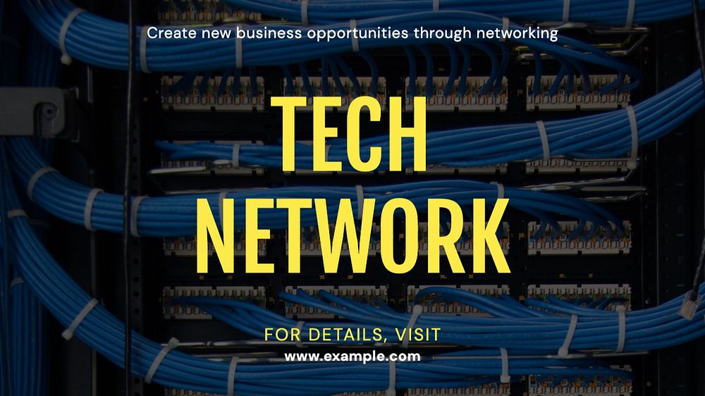 Tech network blog banner template, editable text