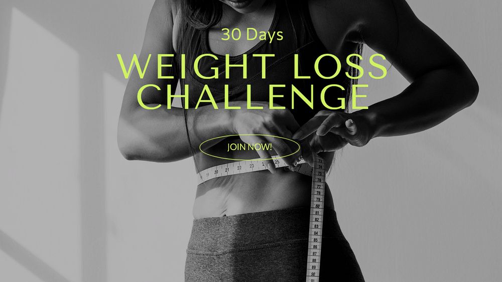 Weight loss challenge  blog banner template, editable text