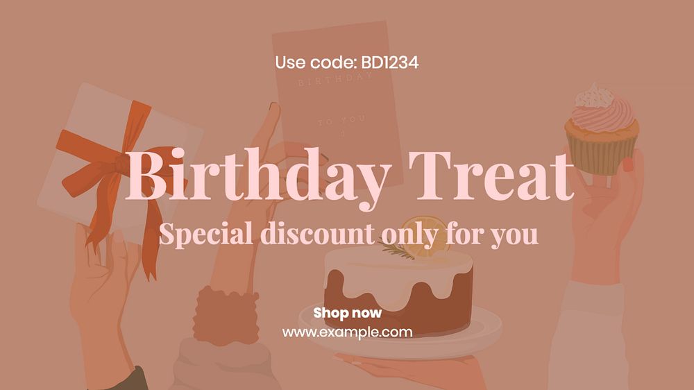 Birthday promotion  blog banner template, editable text