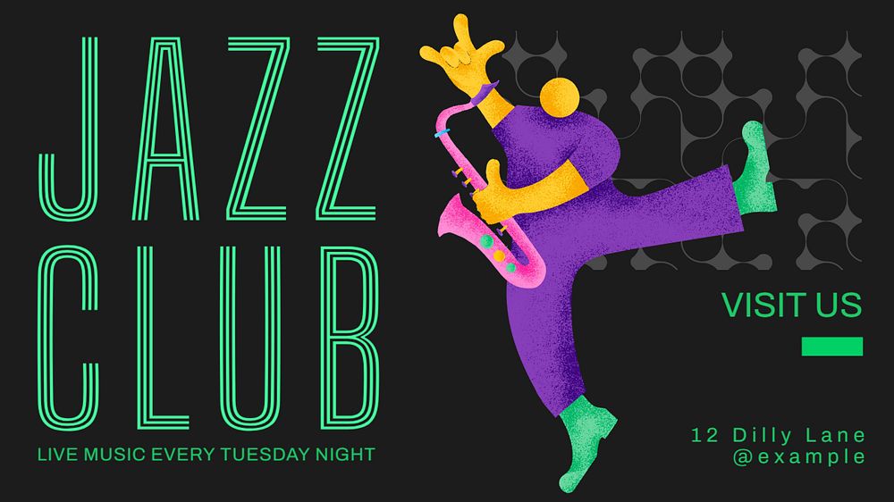 Jazz club blog banner template, editable text