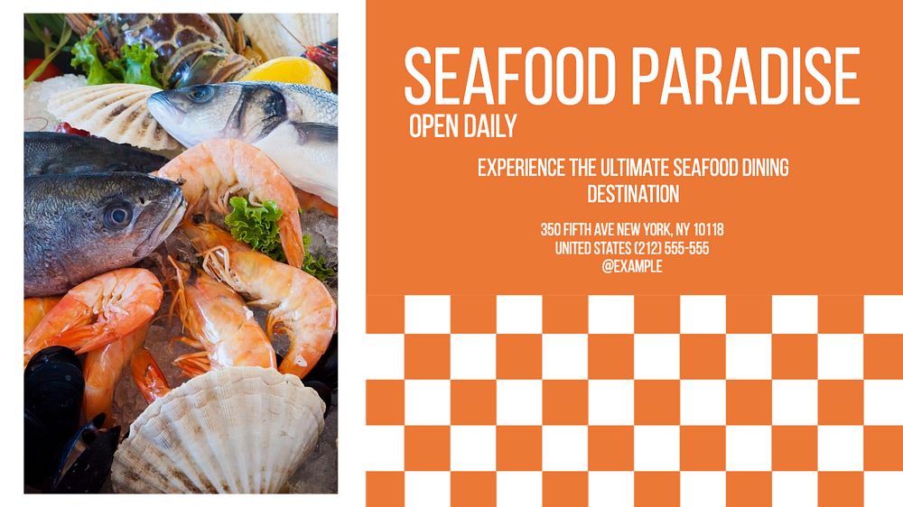 Seafood restaurant fish blog banner template, editable text