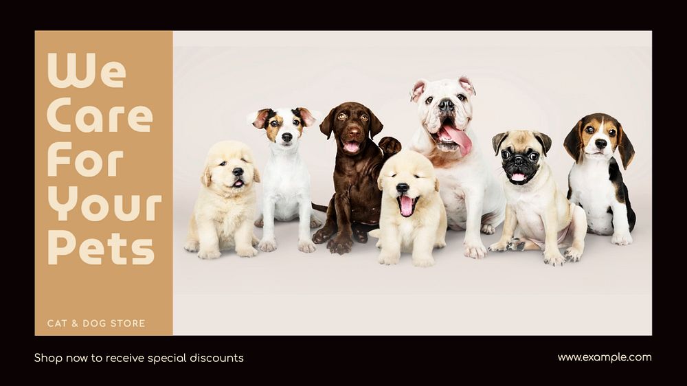 Pet store  blog banner template, editable text