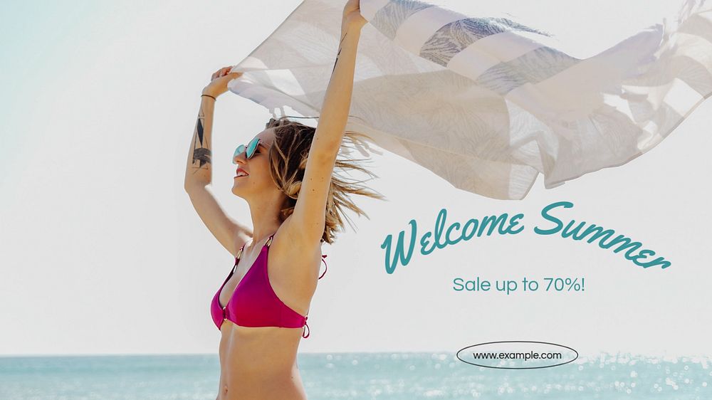 Welcome summer sale  blog banner template, editable text