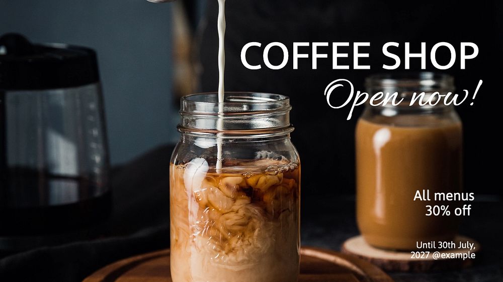 Coffee shop  blog banner template, editable text