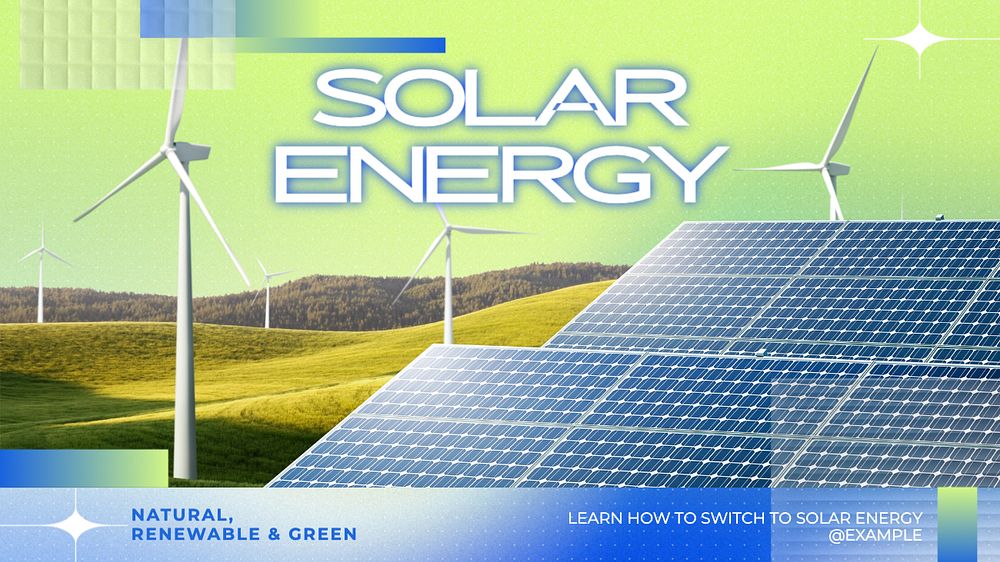 Solar energy blog banner template, editable text