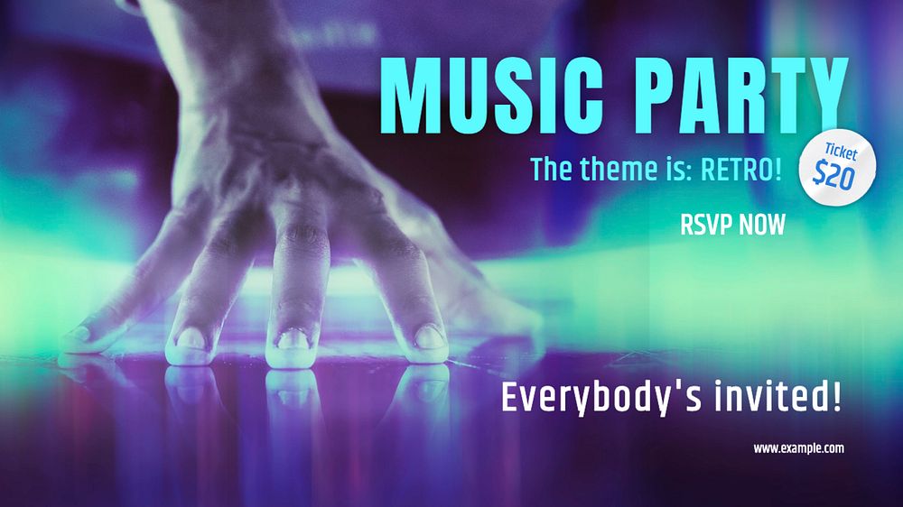 Music party  blog banner template, editable text