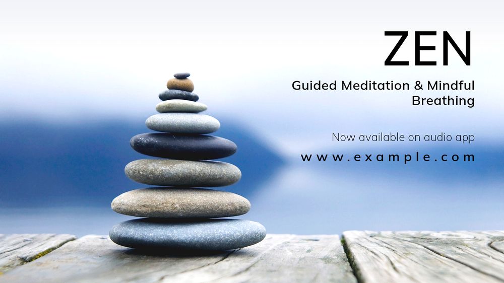 Zen meditation  blog banner template, editable text