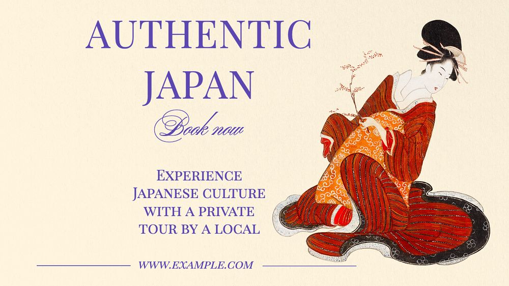 Authentic Japan  blog banner template, editable text