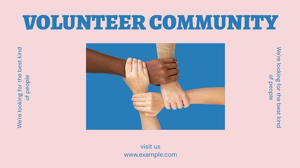 Volunteer community  blog banner template, editable text