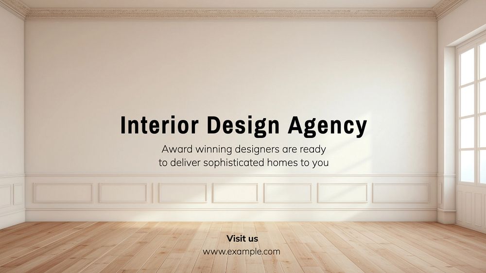 Interior design agency  blog banner template, editable text