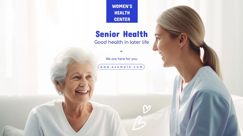 Senior health  blog banner template, editable text