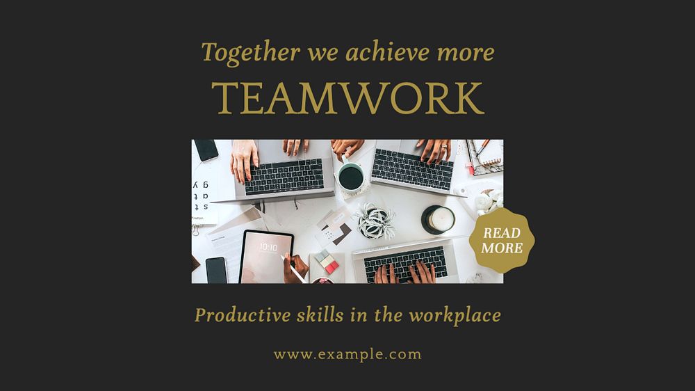 Teamwork skills  blog banner template, editable text