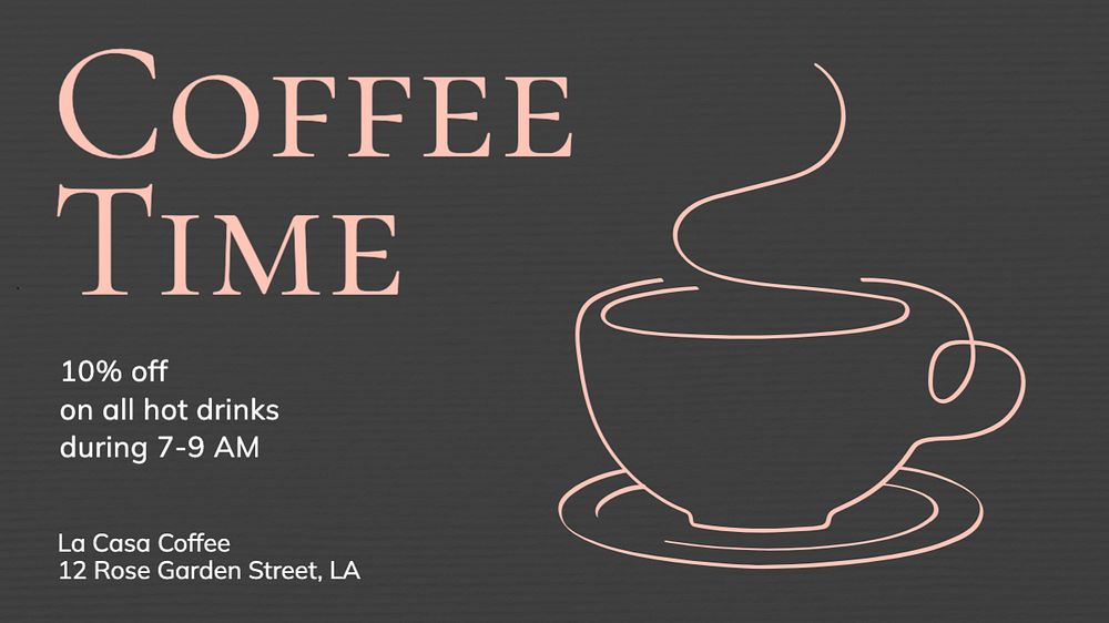 Coffee shop promotion blog banner template, editable text