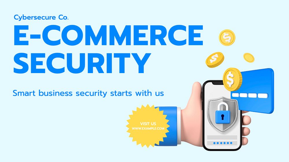 E-commerce security blog banner template, editable text