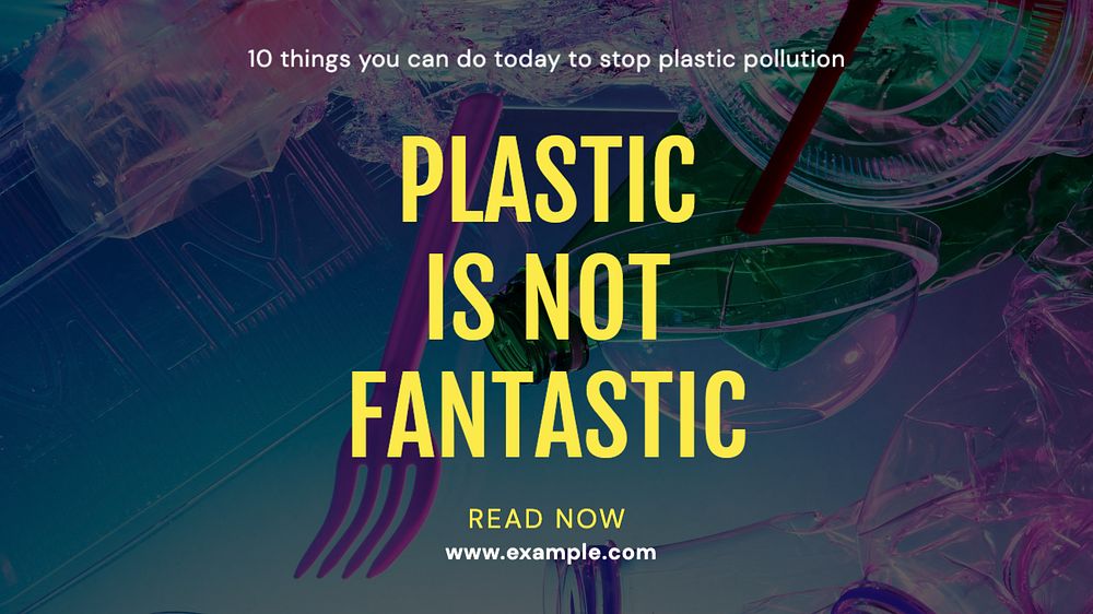 Plastic pollution  blog banner template, editable text