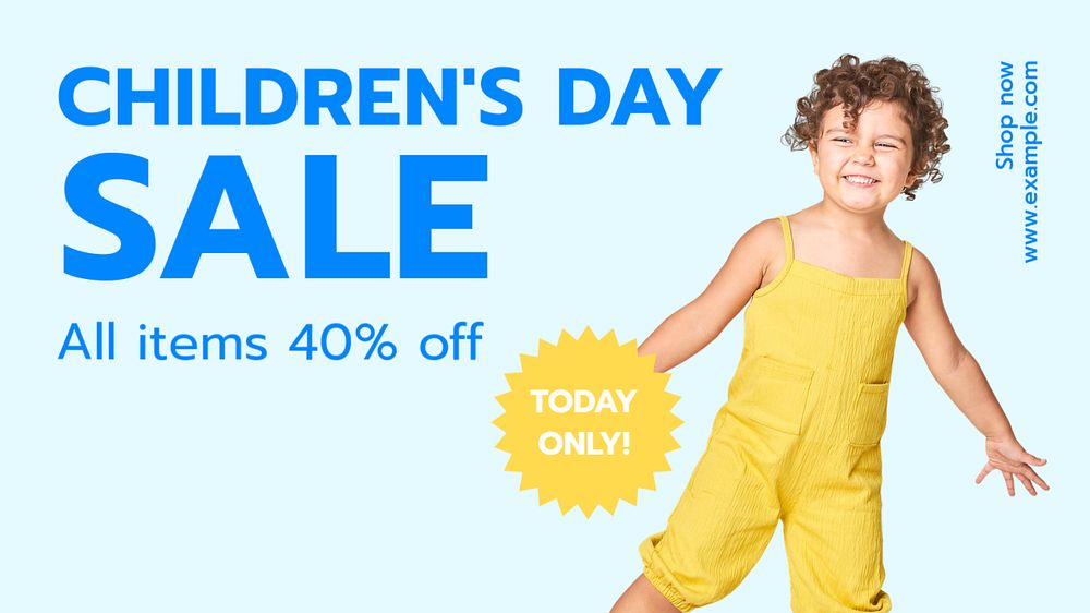 Children's day sale blog banner template, editable text