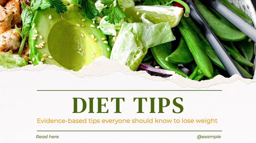 Diet tips blog banner template, editable text