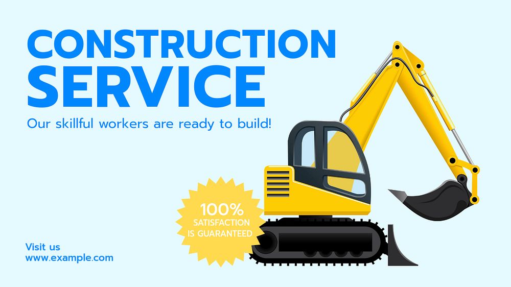 Construction service blog banner template, editable text