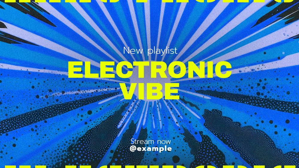 Electric vibes playlist blog banner template, editable text