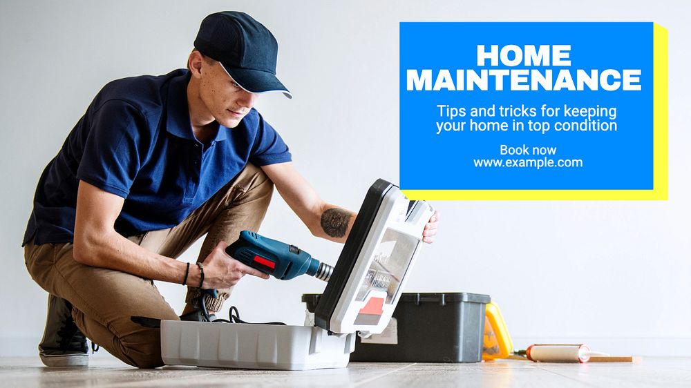 Home maintenance blog banner template, editable text