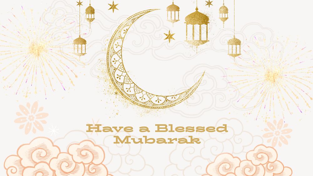 Eid Mubarak  blog banner template, editable text