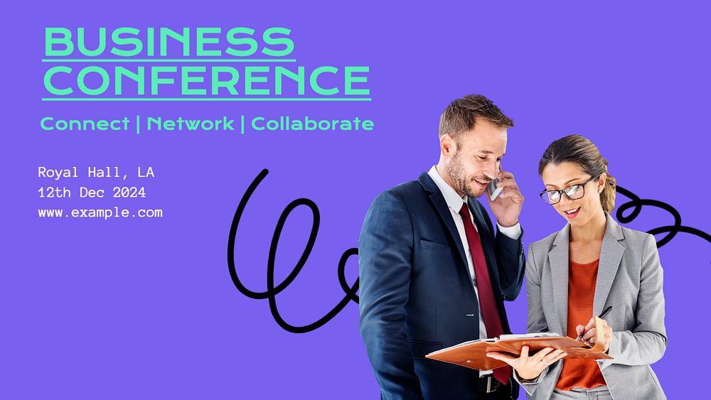 Business conference  blog banner template, editable text