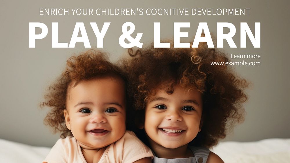 Play & learn blog banner template, editable text