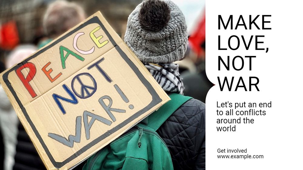 No war blog banner template, editable text